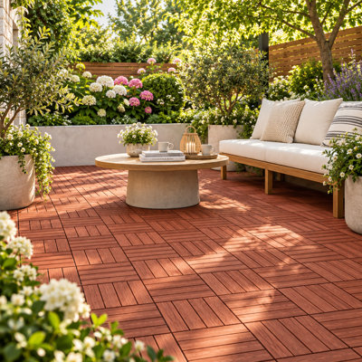 11.8" x 11.8" Waterproof Interlocking Deck Tiles Patio Flooring  for Balcony, Poolside, Garden,Tool-Free
