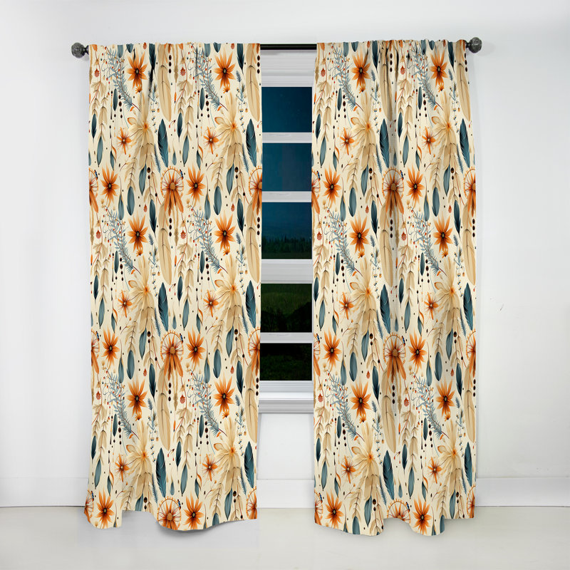 Desert Dreamcatchers - motif boho III - rideau boho - rideau obscurcissant abstrait - 1 panneau, L 52 po x L 108 po