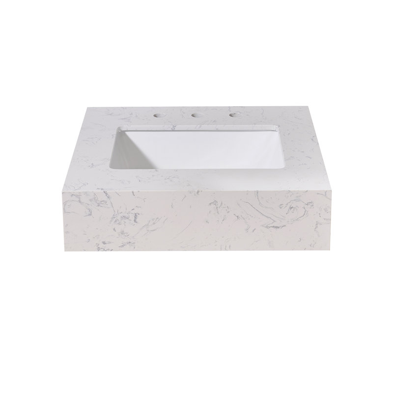 24" White Ceramic Bathroom Vanity Top with Sink