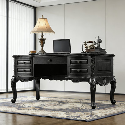Bureau 47,24 "style français en bois massif noir rétro