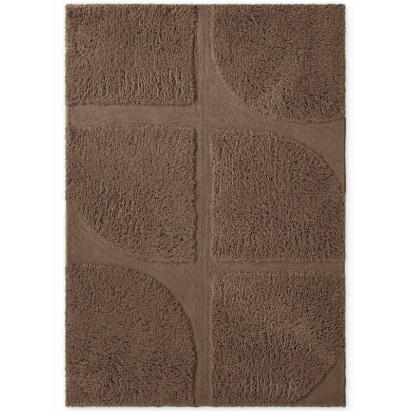 Denten Geometric Hand Tufted Shag Area Rug, Brown, Rectangle 80 x 150 cm