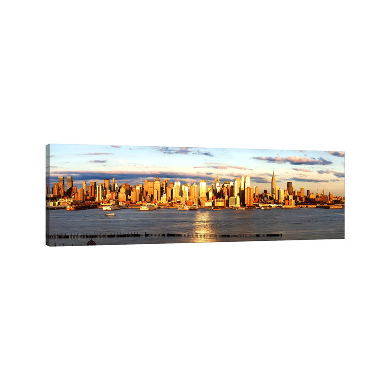 Skyscrapers In A City, Manhattan, New York City, New York State, USA - Wrapped Canvas Panoramic Print