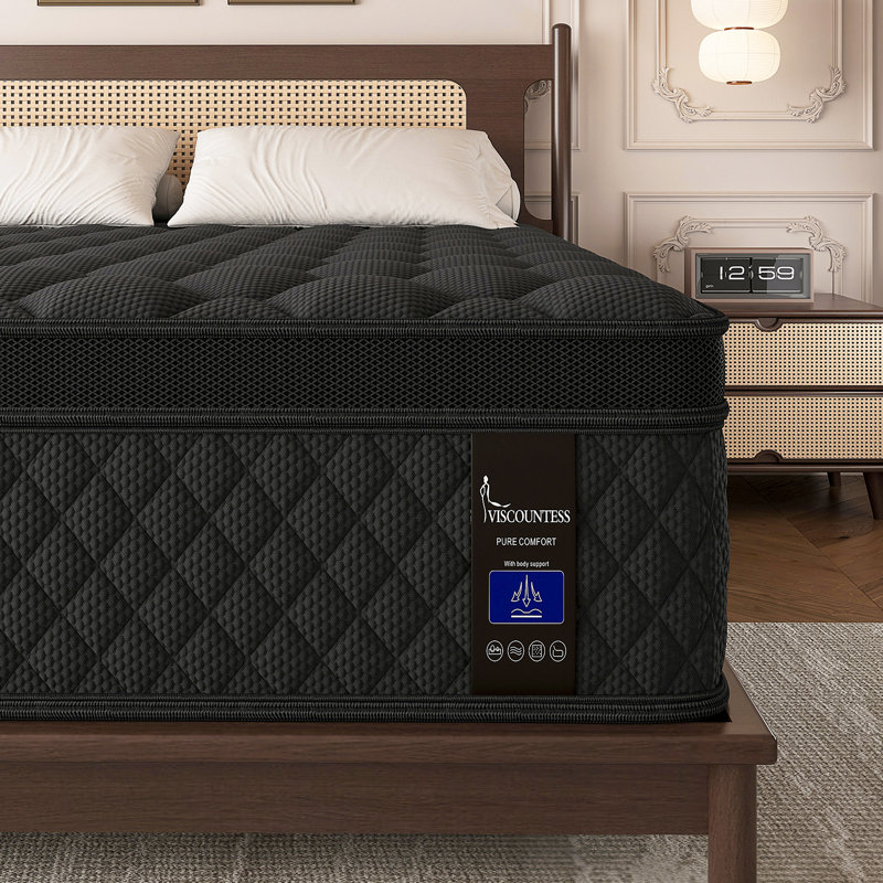 Matelas hybride mi-ferme 12 po avec mousse viscoélastique imprégnée de gel et ressorts ensachés, matelas dans une boîte, 12"