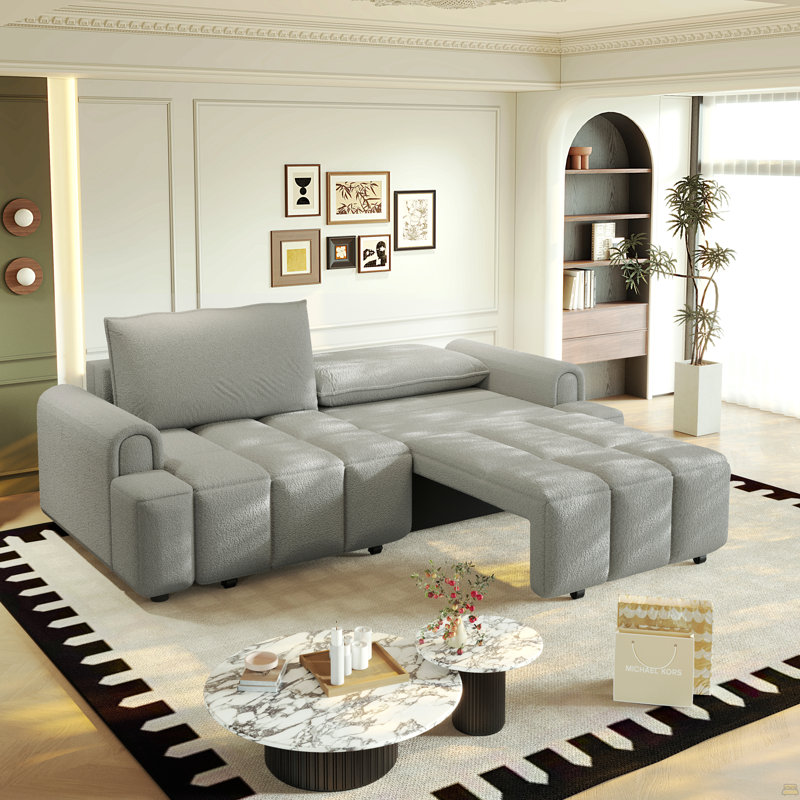 Canapé 90,2 po 4 places en tissu, Gris clair