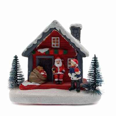 Christmas Cottage with Santa. Village  F07-N1-7-578B