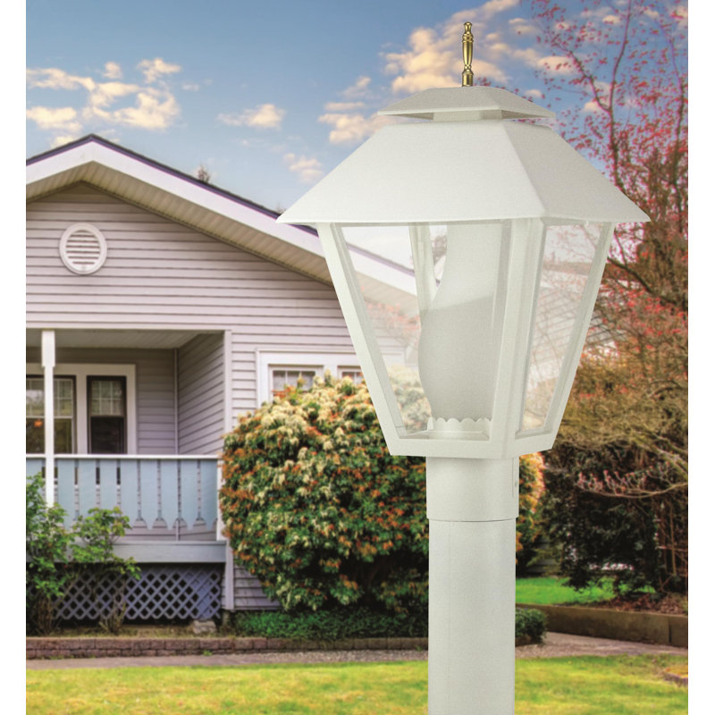 Solus Colonial Post Top Fixture with Clear Beveled Acrylic Lens and Chimney, White, White