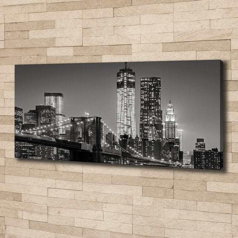 Manhattan By Night - Wrapped Canvas Print