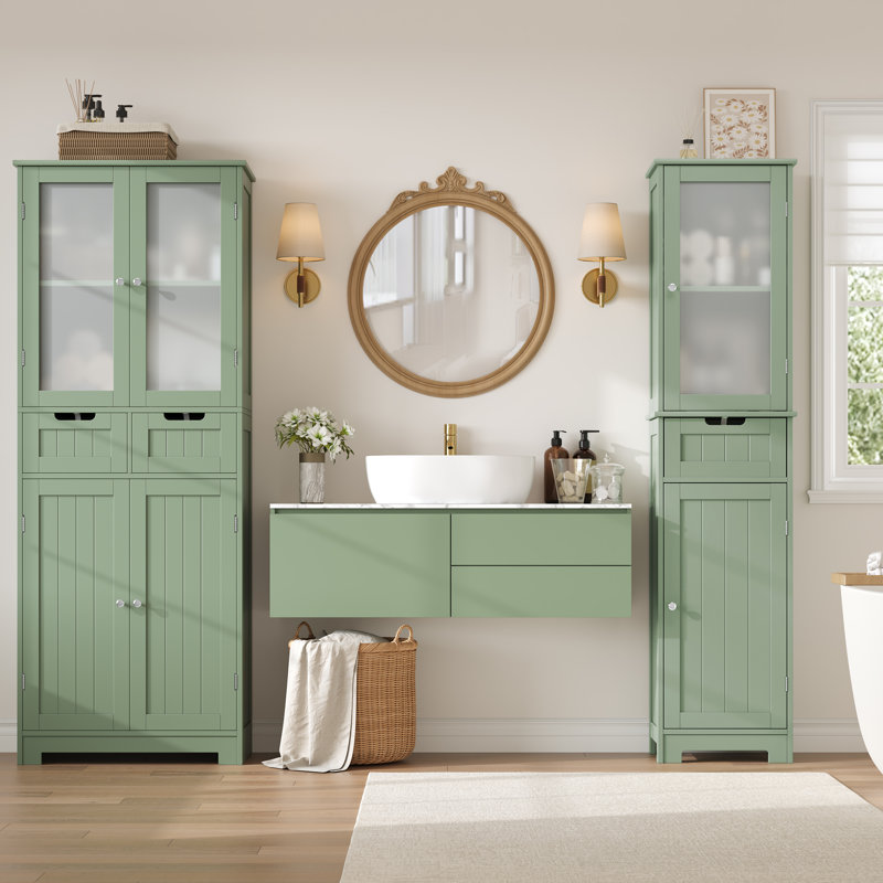 Armoire à linge Olvera l 15,7 po x H 67 po x P 11,8 po, Vert sauge