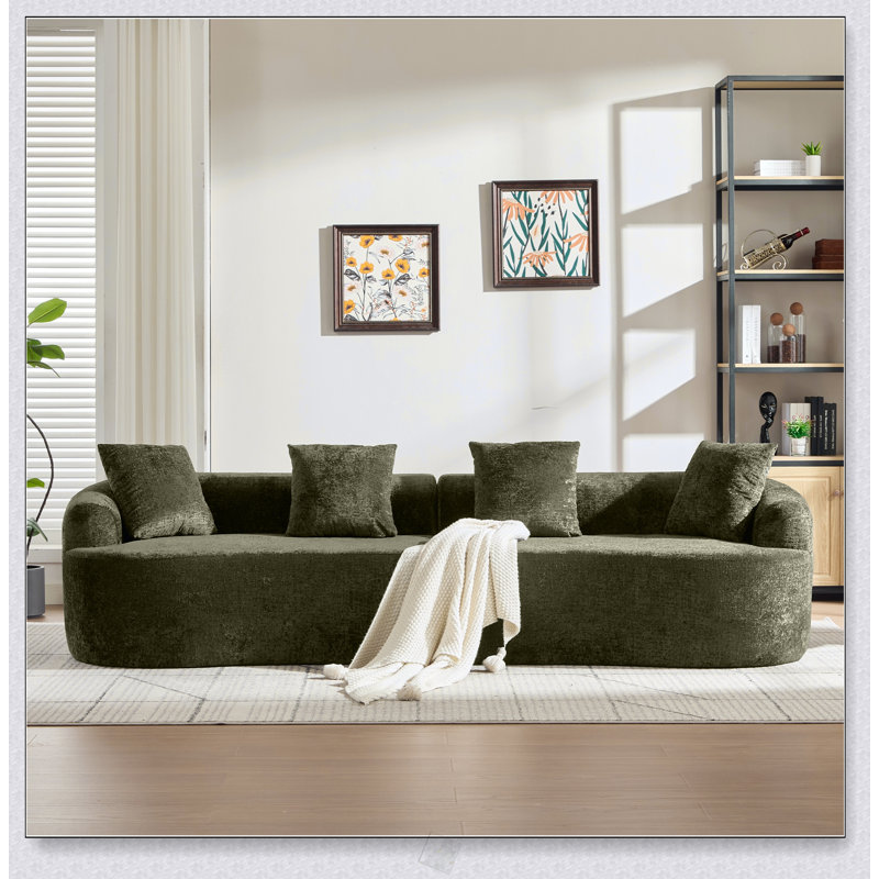 Causeuse en chenille Boneless, H 31,1 po x l 110 po x P 38,58 po, Vert