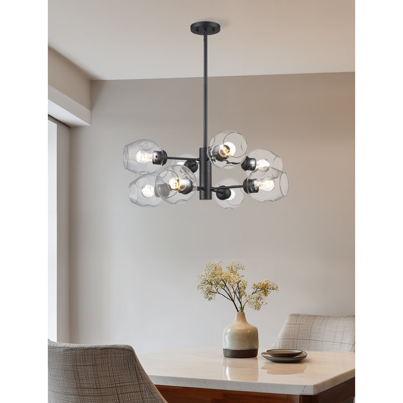 Lustre sphérique Spoutnik à 8 lumières Anastasia, Noir