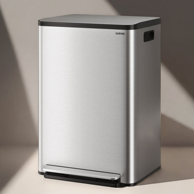 Step-On Stainless Steel Kitchen Trash Can - 13 Gallon (50L) - Removable Inner Bucket, Soft Close Lid, Durable Construction, Modern Waste Bin for Home & Office, Stainless Steel Color