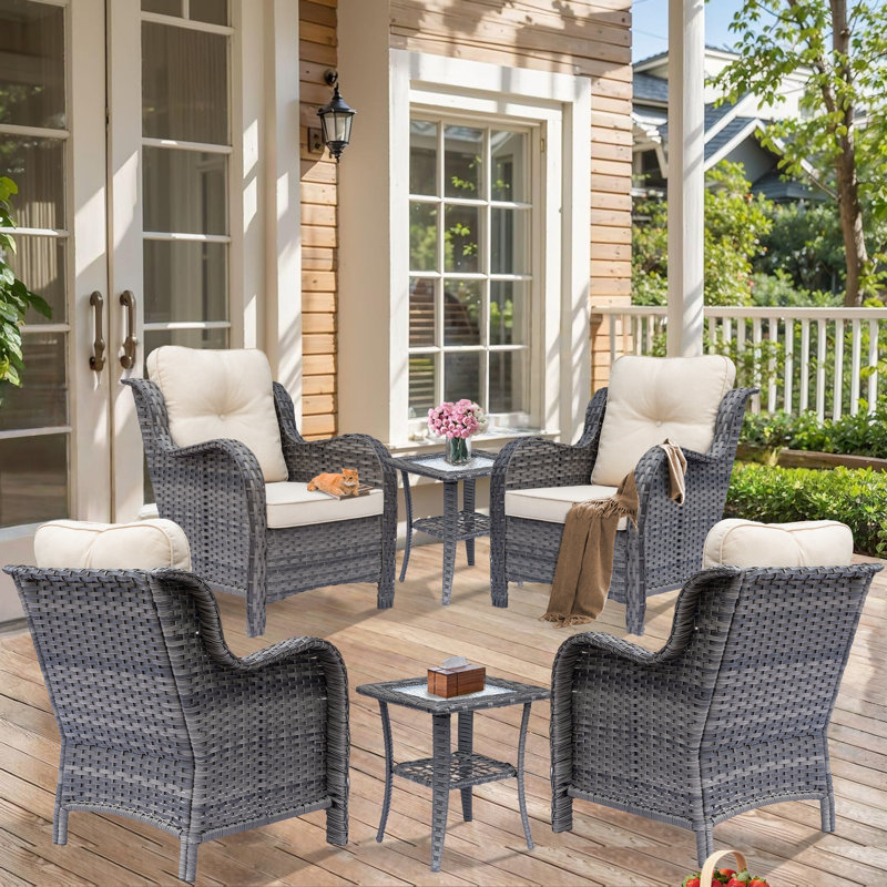 Outdoor Patio Single Chair With Cushions (set Of 6), Grey