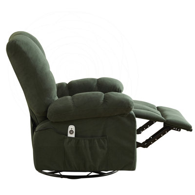Oversized Massage Swivel Recliner with Vibration, Heating, and Cup Holder