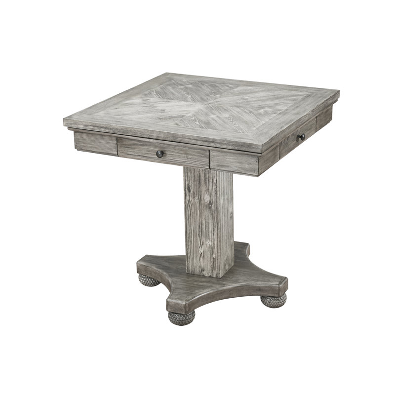Kathrene Union Rustic 36'' 4 - Player Pine Foldable Poker Table and with Drawers Included, 42" H  x 36" W x 36" D