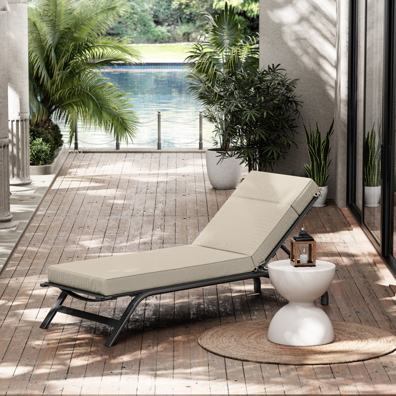 Coussin de chaise longue d'extérieur - Résistant aux intempéries, réversible, confort moelleux, L 21 po x P 72 po, Cream