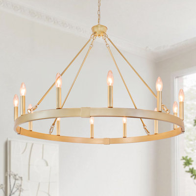 Jashlyn 12 - Light Dimmable Wagon Wheel Chandelier