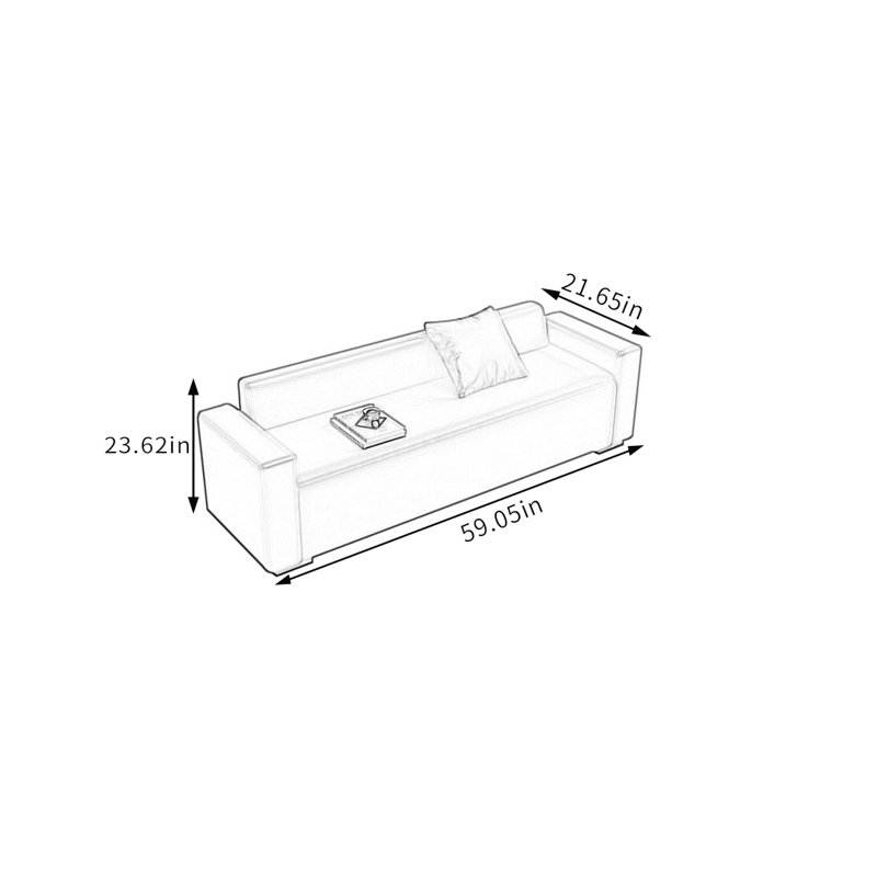 Banc rembourré en similicuir Niria, Orange, H 23,62 po x l 59,05 po x P 21,65 po