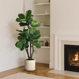 Figuier artificiel en pot décoratif blanc