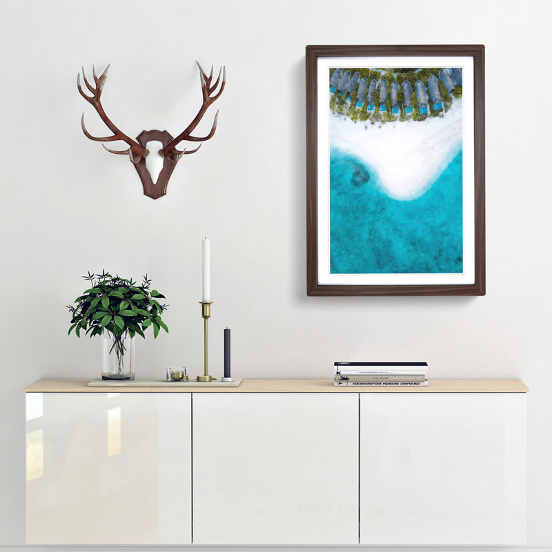 Fushifaru in the Maldives 1 Piece Single Picture Frame Painting on MDF, 45cm H x 33cm W x 2cm D, Walnut Framed