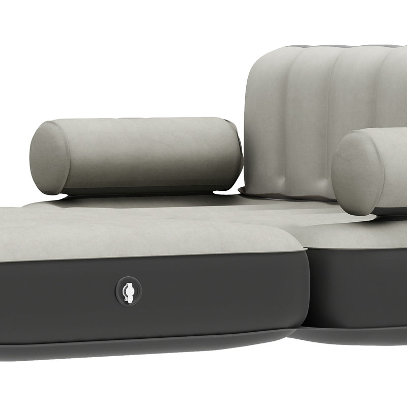 Matelas pour canapé-lit gonflable 2 en 1 grand avec dossier capitonné gris, Beige/Grey