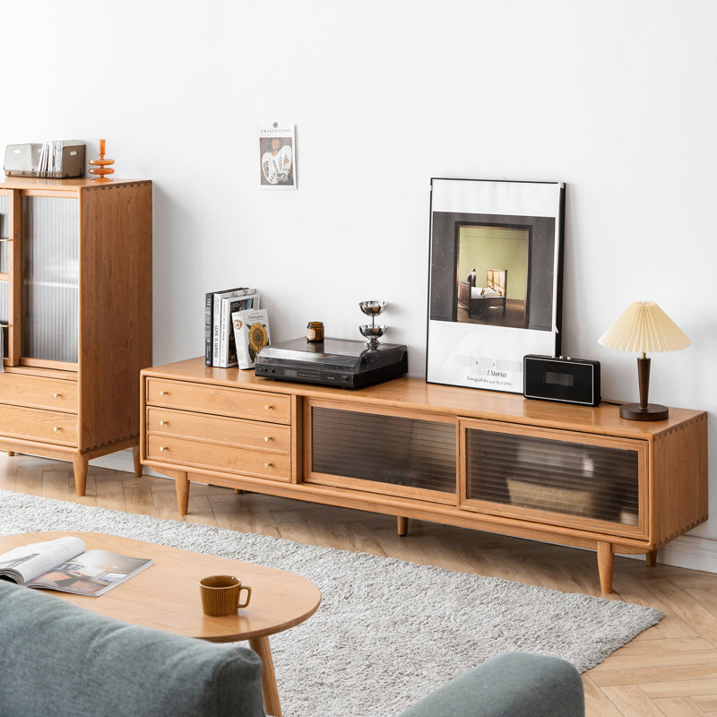 Meuble télé en bois de cerisier avec deux tiroirs et plus de rangement - Rangement 70 North Grade