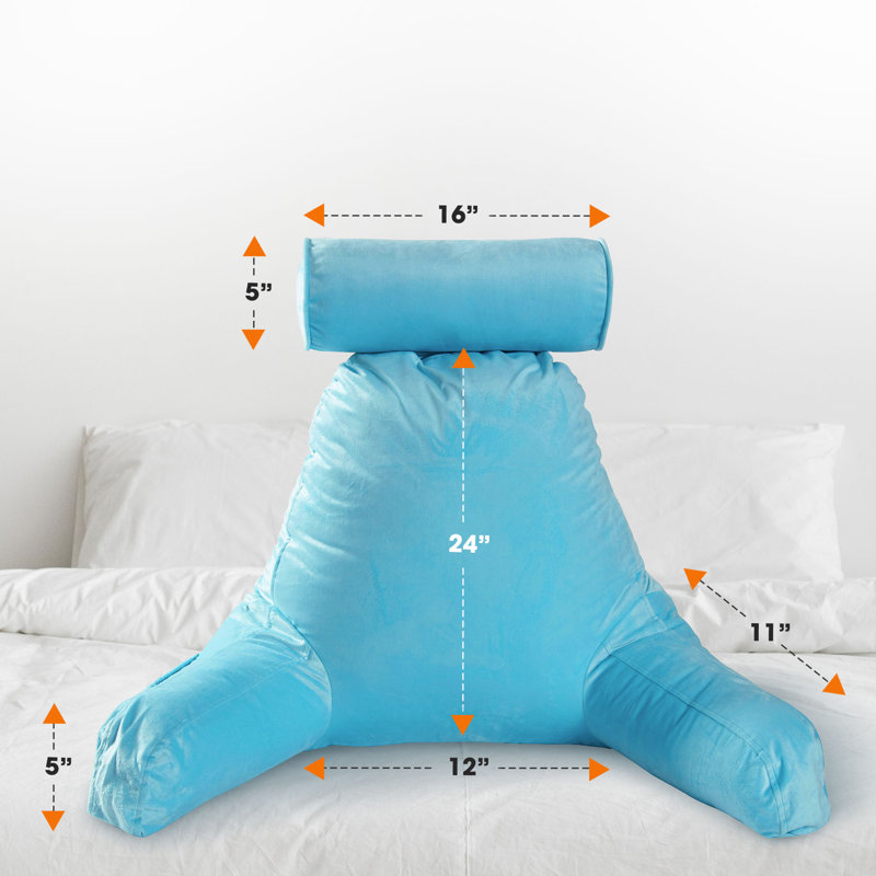  Housse et insert pour coussin télé / lecture avec traversin / dossier, Bleu ciel
