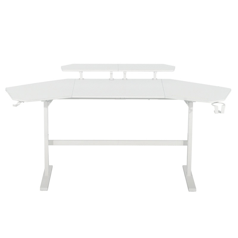 Game table with bookshelf and accessory shelf, White