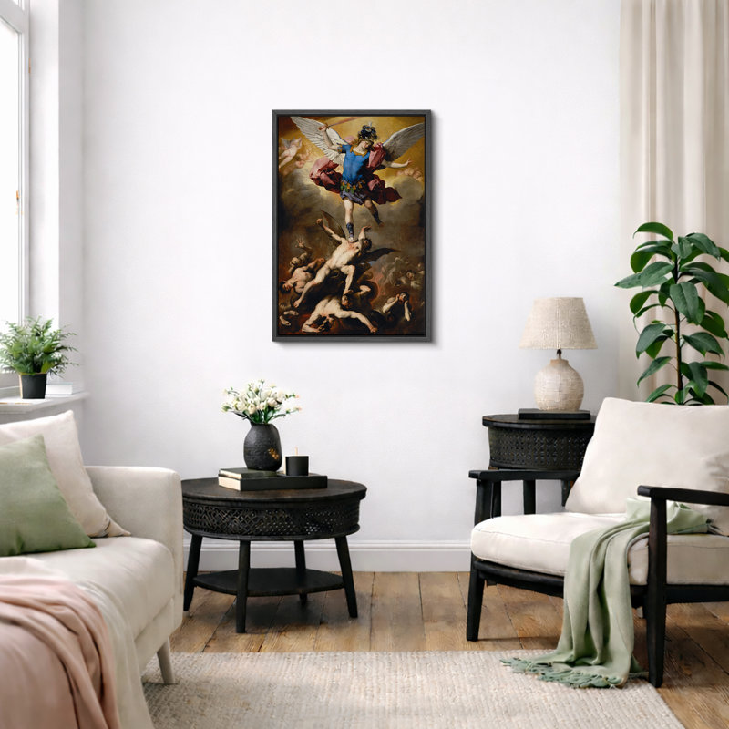 «Archangel Michael Defeating Demons», images de la Bataille céleste baroque, impression sur toile encadrée