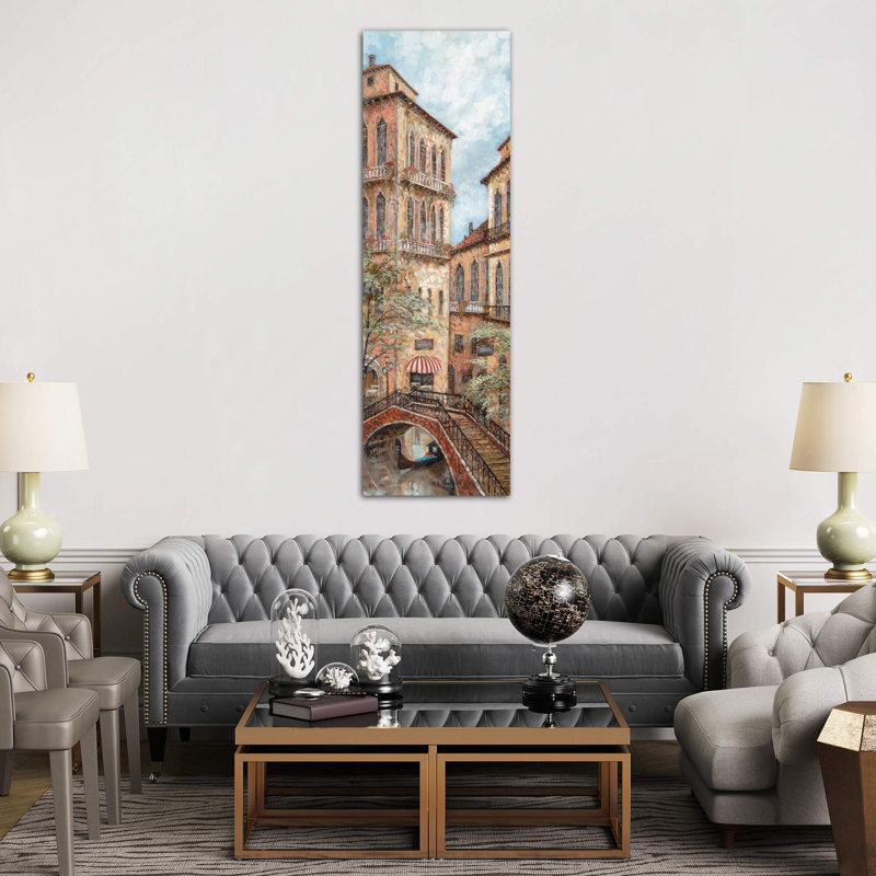 Holiday In Venice I by Ruane Manning - No Frame Panoramic Painting on Canvas, 121.92 cm H x 40.64 cm W x 3.175 cm D