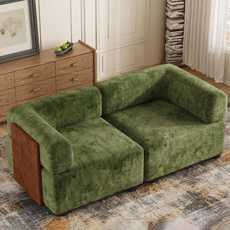 2 Seater Chenille Sofa, Green