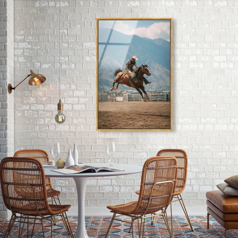 Bronc Rider Print by Oliver Gal, 25"H x 37"W, Gold Floater Frame