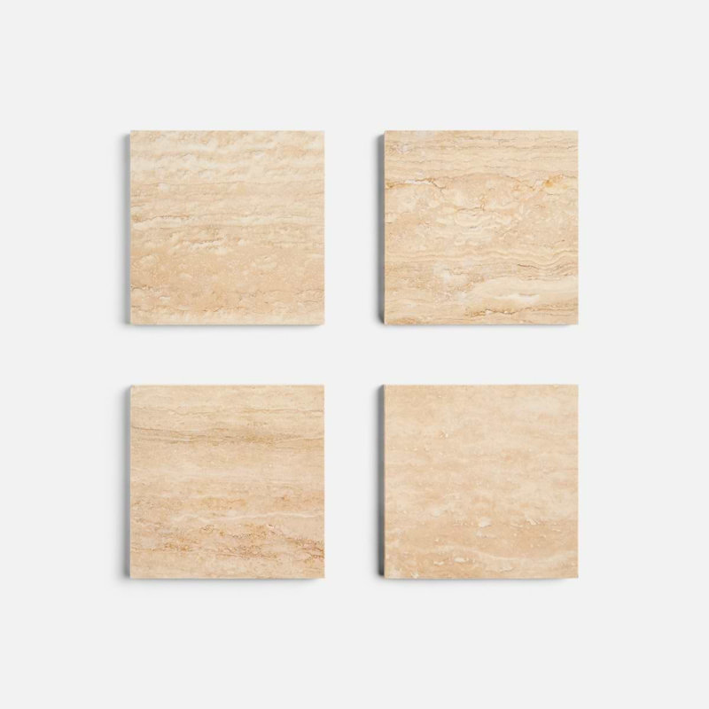 Travertine 6x6 Vein Cut Filled Honed Tile, Classic Honed