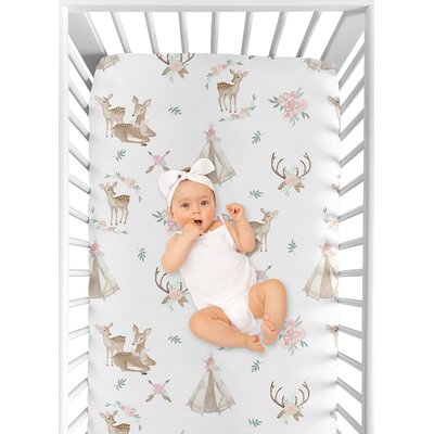 Deer Floral Fitted Crib Sheet