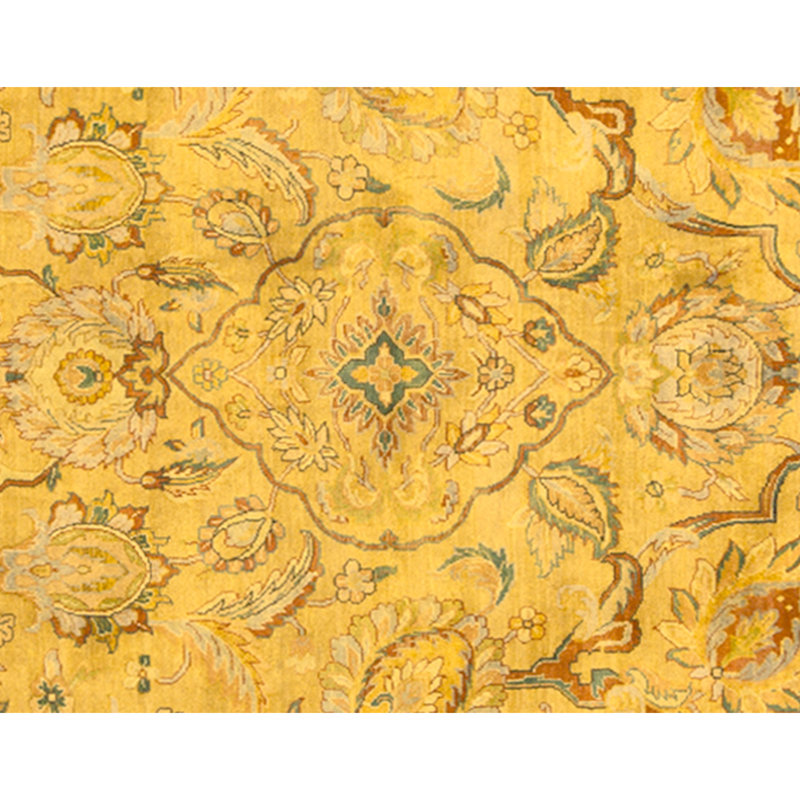 High-Quality Hand-Knotted Gold And Green Area Rug
