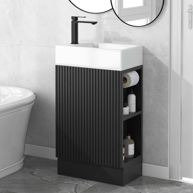 Meuble-lavabo 18,6 po avec lavabo, Noir