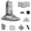 Hotte de cuisine murale 36 pouces, 900 pi³ / min, convertible au mur, en acier inoxydable, silencieuse, à 4 vitesses, avec contrôle tactile et panneau tactile avec lumières DEL-122445281