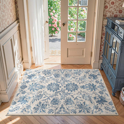 Geometric Floral Washable Non-Slip Area Rug