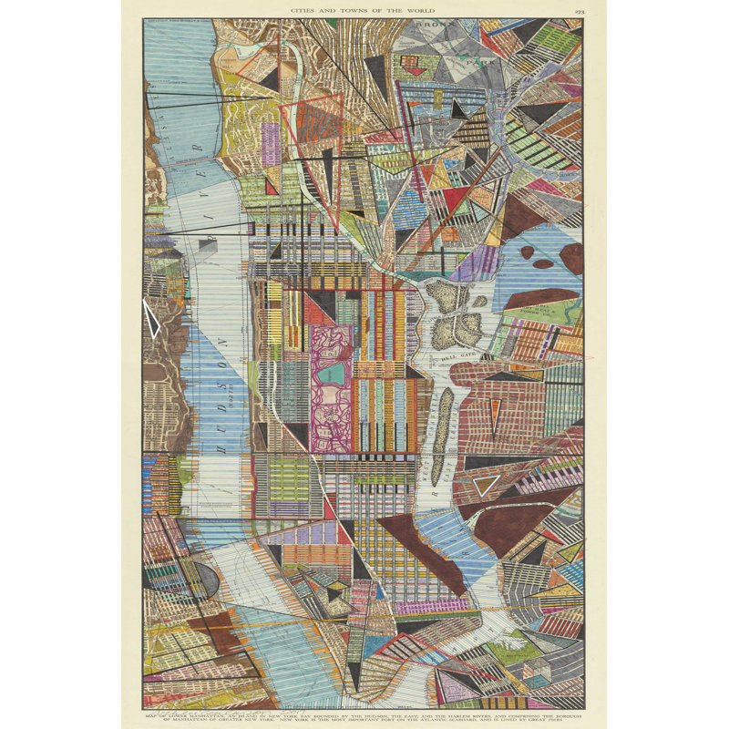 Carte moderne de New York III, H 18 po x l 12 po