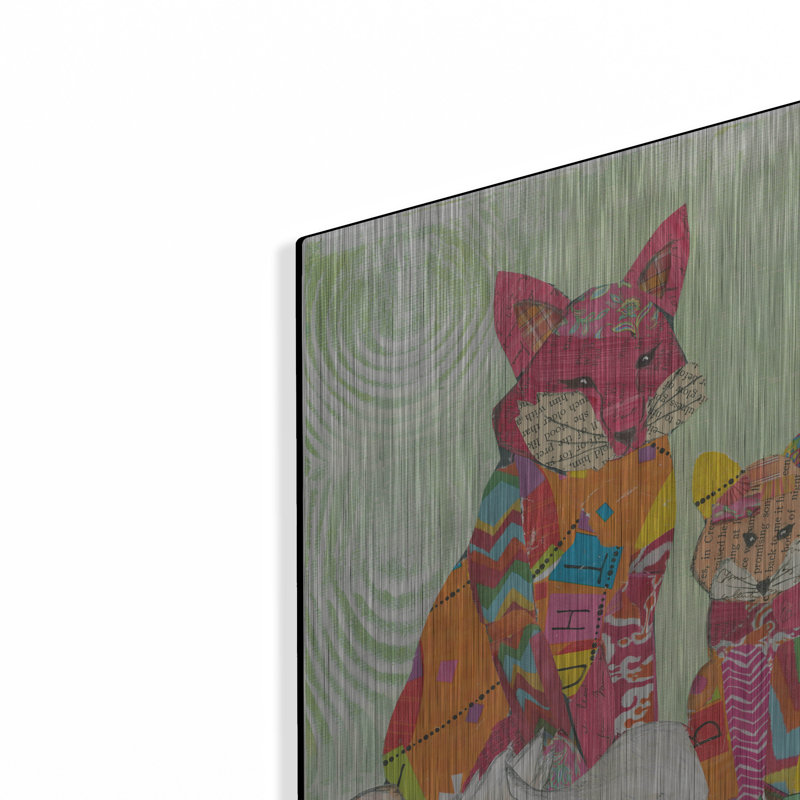 «Fox Family» par Courtney Prahl sur métal, H 16 po x l 12 po