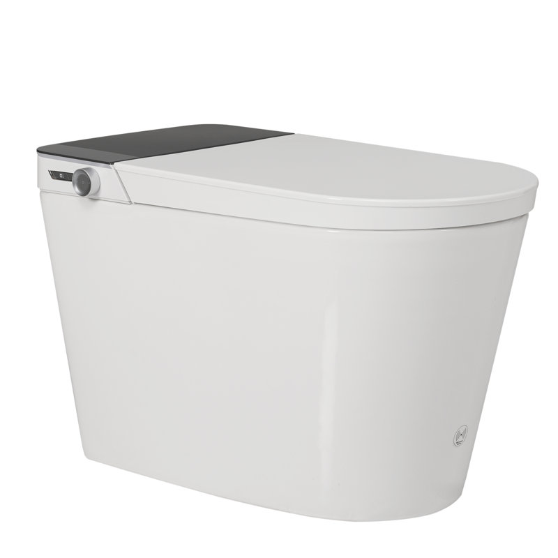Tankless Smart Toilet With Bidet Built In, Auto Open & Close, Wider Bidet With Heated Seat, Warm Water And Dry, Foot Sensor, LED Display, Remote Control, White