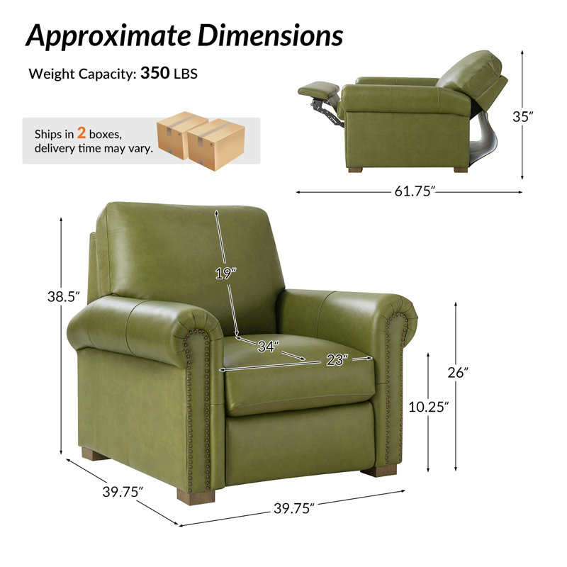 Fauteuil inclinable en cuir véritable d'Igon Motion, Cuir véritable olive