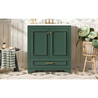 Meuble-lavabo 30 po avec lavabo en céramique et portes à fermeture douce
