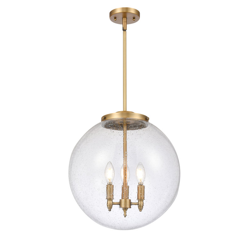 Frederick 3 - Light LED Pendant, 17" H x 16" W x 16" D, Seedy, Brushed Brass