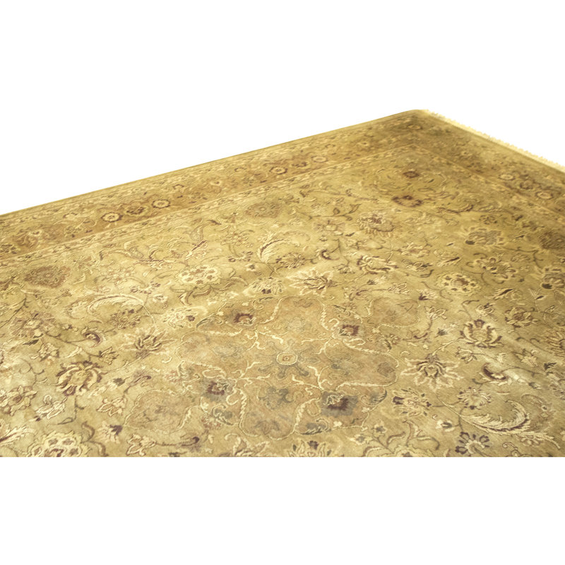 Hand Knotted Wool Area Rug in Gold