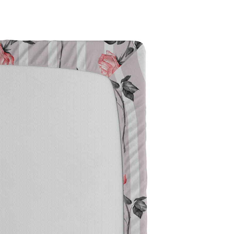 Queen White Microfiber Cat Print Fitted Sheet