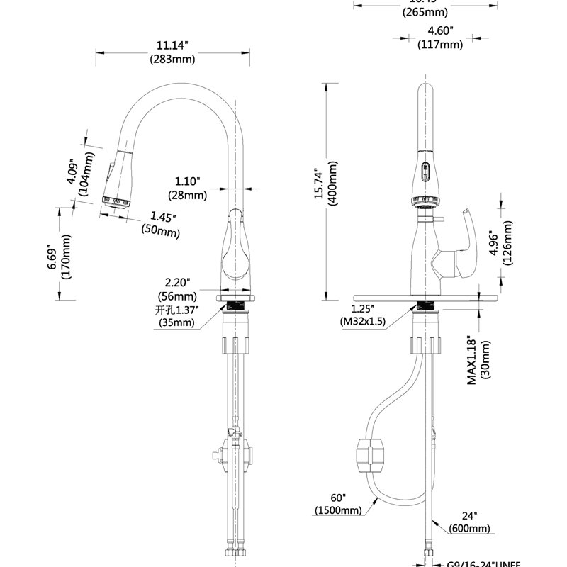 Robinets de cuisine en nickel brossé avec 4 fonctions de jet, rétractable, boucle verrouillable, antirouille pour éviers de bar, débit de 1,8 gallon par minute, bec rotatif à 360 °, robinet de processus d'installation sans effort,