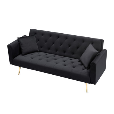 71" Velvet Upholstered Sofa Folding Sofa Bed Suitable For Living Room, Bedroom, Apartment, Office