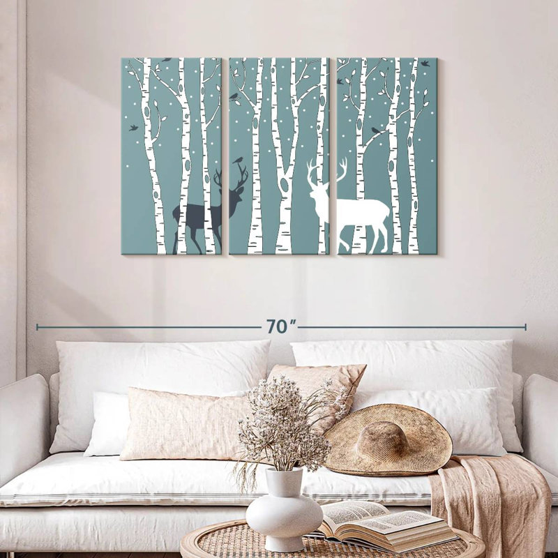 Brampt Deer In Birch Forest, 28" H x 45" W
