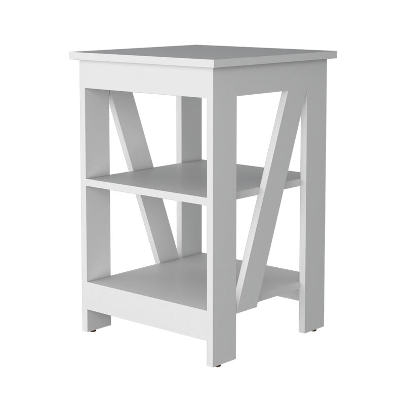 Table avec 2 tablettes, Blanc