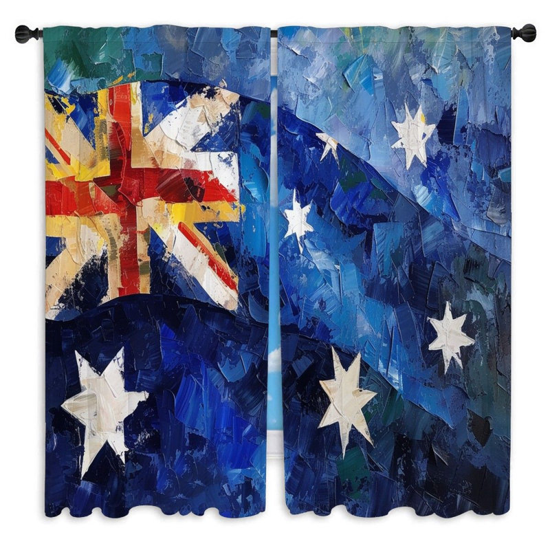 Rideaux de fenêtre drapeau australien Patriotic Impasto Strokes Drapes - 2 panneaux, L 56 po x L 78 po